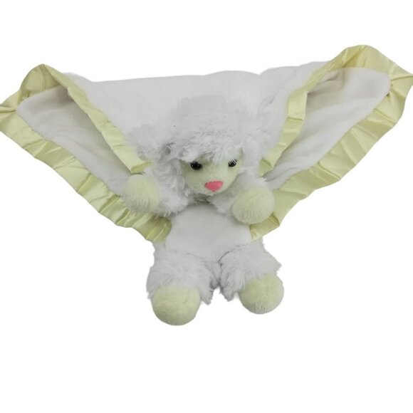 Aurora Baby Lamb Sheep Plush Lovey Lovie Satin Fleece Security Blanket White - Picture 6 of 7